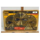 (NEW)  3 PK  IRWIN  10' CIRCULAR SAW BLADES