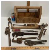 VNTG WOOD TOOL CADDY & TOOLS