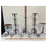 WROUGHT IRON CANDLE HOLDERS W/ SCROLLWORK DESIGN