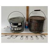 2 GALVANIZED FLOATING MINNOW BUCKETS