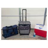 2 COOLERS & 1 TOOL BAG WITH COOLER ON END
