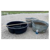 2 - #2 GALVANIZED PLANTERS & MINERAL FEEDER BUCKET