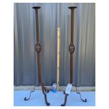 WROUGHT IRON FLOOR STANDING CANDLE HOLDERS