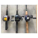 3 BAITCASTING  COMBOS ( 2 LIGHTNING RODS)