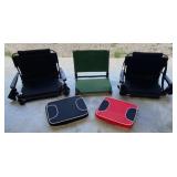 3 STADIUM CHAIRS/ & 2 EXTRA CUSHIONS