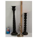BARLEY TWIST & SILVER PLATED CANDLE HOLDERS