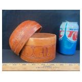 VNTG HAND TOOLED LEATHER TRINKET BOX