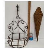 WROUGHT IRON BASKET HANGER & METAL DECOR