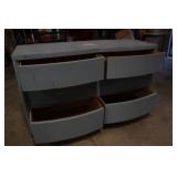 Blue Six Drawer Dresser-On Casters