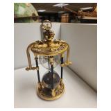 Heavy Brass Style Hour Glass with Sun Dial on Top & Bottom