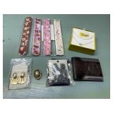 wallet, 2 necklaces, pendant, 2 pr earrings, &