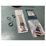 4 RIngs, watch band, tongue rings, & earrings