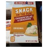 12 bumble bee chicken salad kits, crackers/ tuna