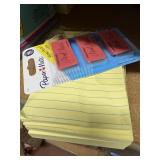1 pk post it lined notes 4'x6', pk erasers,