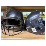 2 baseball helmets, medium with face guard