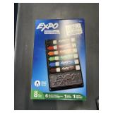 6 Expo Dry Erase Markers w/ Eraser & organizer