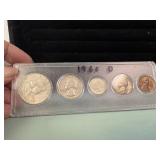 1960 D 5 Coin Silver Set in Plastic Case