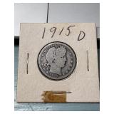 1915 D Barber Quarter Coin