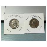 1959 & 1960 US quarters