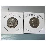 1941 & 1952 D - US Quarters