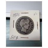 1901 Barber Half Dollar Coin