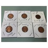 (5) Pennies - 2025P & D and 2009 lincoln set