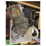 3 homemade cloth sacks, 6 purses, smoking