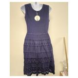 womens large dark blue knee length dress