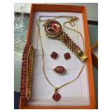 Set Of Red Gem Jewelry