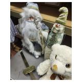 santa, snowman, wreath holder, stuffed teddy