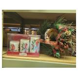 3 pc flameless led candle set and small wreath