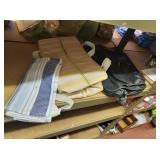 31 cooler, set of blue kitchen towels, lap top