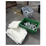 canvas tent sides, metal frame pieces, with      s