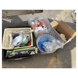 misc lot of 10 ft sewer hose, electric cord, small
