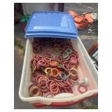 rubbermaid tote of ring toss rings 2' @