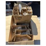 23 champagne flutes, with business advo