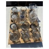 12 heavy glass beer mugs with business