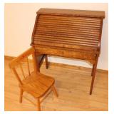 Child's Roll-top Desk & Chair