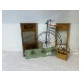 Rustic Primitive Decor Lot Washboards, Bicycle Wall Art & Vintage Hooks Rustic Primitive Decor Lot Washboards, Bicycle Wall Art & Vintage Hooks