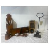 Vintage Farmhouse Lot Vintage Coffee Grinder, Wood Candle Holder & and Other Primitive pieces Vintage Farmhouse Lot Vintage Coffee Grinder, Wood Candle Holder & and Other Primitive pieces