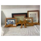 Country Stitchery & Framed Prints with Wooden Bow Country Stitchery & Framed Prints with Wooden Bow