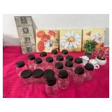 Decorative Spice Jar & Wall Art Lot Glass Jars, Florals & Plaques Decorative Spice Jar & Wall Art Lot Glass Jars, Florals & Plaques