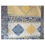 Yellow & Blue Log Cabin Floral Quilt Yellow & Blue Log Cabin Floral Quilt