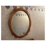 Oak Frame Wall Mirror with Curved Edge Oak Frame Wall Mirror with Curved Edge
