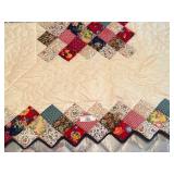 Handmade Patchwork Quilt with Zigzag Edge Handmade Patchwork Quilt with Zigzag Edge