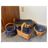 Longaberger Basket Set w/ Blue Liners & Protectors (4pcs) Longaberger Basket Set w/ Blue Liners & Protectors (4pcs)