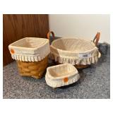 Set of 3 Longaberger Lined Baskets with Lace Trim Set of 3 Longaberger Lined Baskets with Lace Trim