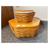 2 Longaberger Baskets with wood Lids 2 Longaberger Baskets with wood Lids