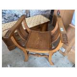 Antique U Shaped Oak Bench/ Carved Hall Chair Antique U Shaped Oak Bench/ Carved Hall Chair