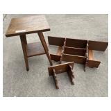 Small Vintage Table, Wood Shelving Small Vintage Table, Wood Shelving